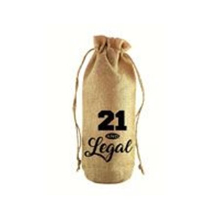 ZEES CREATIONS Twenty One & Legal Jute Wine Bottle Sack JB1004